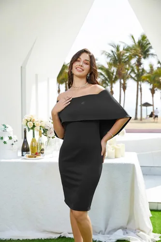 Vista 7 de GRACE KARIN Vestido midi delgado con hombros descubiertos para mujer