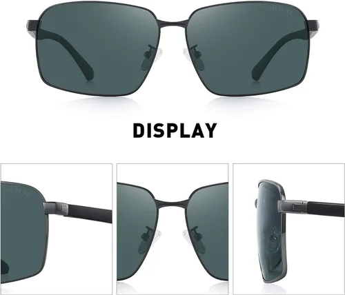 Vista 3 de Gafas de sol polarizadas para hombre, lentes HD, marco de metal, sombras de conducción
