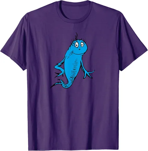 Vista 71 de Dr. Seuss Blue Fish Character - Camiseta con licencia oficial Negro