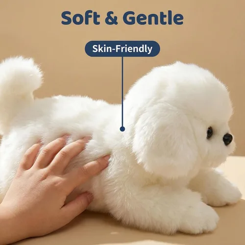 Vista 3 de CU-MATE Juguetes de peluche maltés de 12 pulgadas, simulación realista y realista, juguete de peluche suave hecho a mano, regalo para niños y niñas