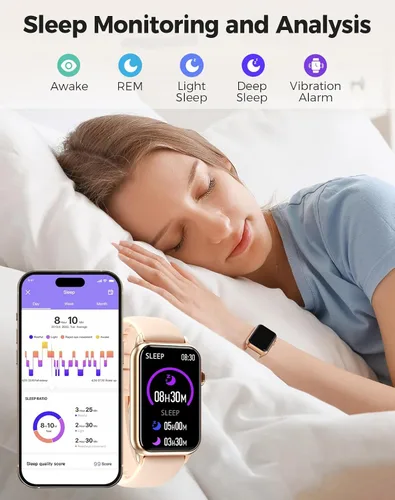 Vista 4 de Reloj inteligente de seguimiento de salud y fitness con monitor de oxígeno en sangre, presión arterial y frecuencia cardíaca las 24 horas del día