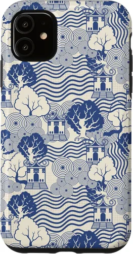 Vista 8 de Blue Pagoda Chinoiserie Pattern Case for iPhone 17