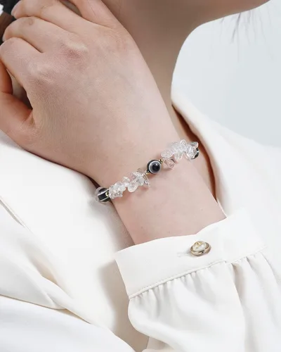 Vista 4 de Jewever Pulseras contra el mal de ojo con piedras naturales caídas, cristales y cuarzo, para mujer, piedras preciosas de Reiki de energía, gemas