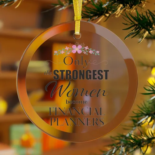 Vista 2 de Planificador financiero de cristal transparente para colgar en el árbol de Navidad, solo el más fuerte, regalos para ella, mujer, amiga, compañera