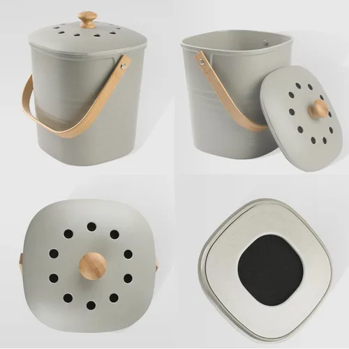 Vista 6 de Contenedor de Compost para Cocina, LALASTAR Cubo de Compost de Encimera con Tapa, Hecho de Fibra de Bambú Sostenible, Cubo de Compost