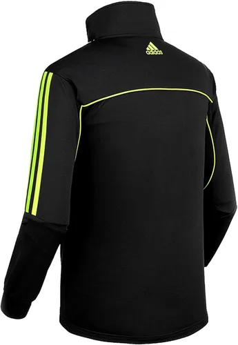 Vista 2 de adidas Chaqueta de tricot de 3 rayas para equipo de artes marciales - negro verde neón - adulto grande, Negro neón, verde