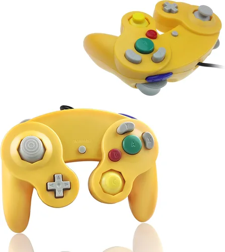 Vista 2 de Reiso 2 paquetes de controladores NGC clásicos con cable para Wii Gamecube naranja claro y verde