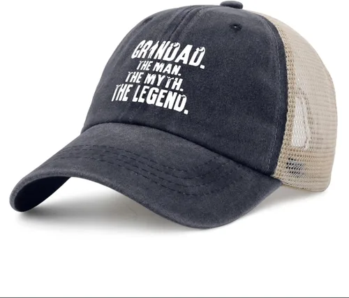 Vista 3 de Grandad Man Myth Legend Trucker Hat Men Gorra de malla vintage para verano, Azul púrpura04