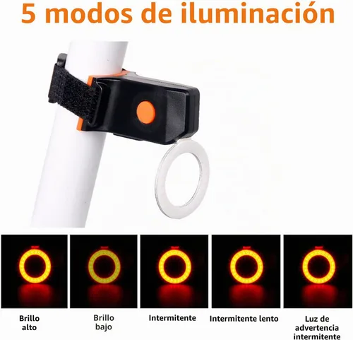 Vista 2 de Luz trasera de bicicleta, luz trasera LED recargable para bicicleta de noche, bonitos accesorios de bicicleta, luz trasera brillante