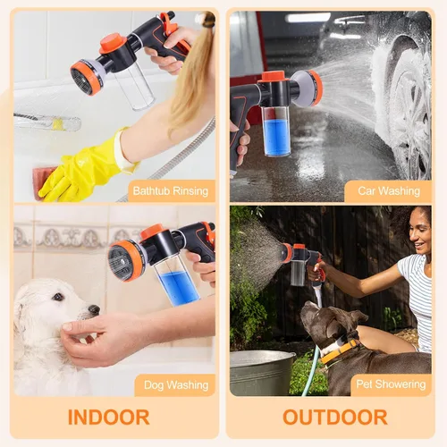 Vista 6 de Accesorio de manguera de lavado para perros con manguera de ducha de 6.6 Negro