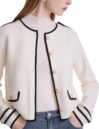 Vista 3 de Women's Short Cardigan Sweater Blazer, Crewneck Button Up Knit Sweaters