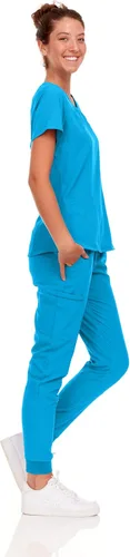 Vista 20 de Natural Uniforms Conjunto de ropa quirúrgica elástica para mujer con tallas regulares y pequeñas