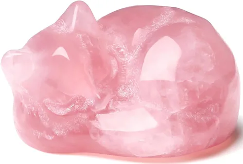 Vista 22 de QINJIEJIE Estatua de Gato de Obsidiana Negra Decoración de Cristales y Piedras Curativas Figura de Gatos Durmiendo Piedra Estatua Regalo Gemas