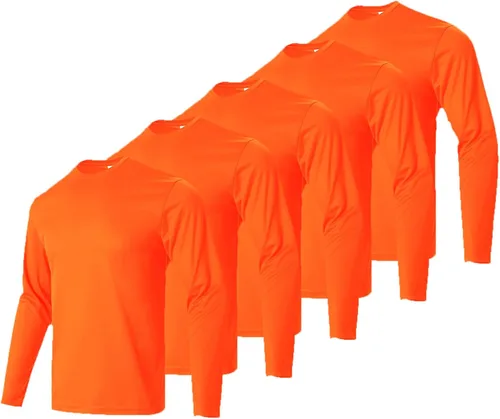 Vista 8 de LeeHanTon Camisas de manga larga para hombre, de secado rápido, cuello redondo, camisetas de trabajo, atléticas, ciclismo, senderismo, paquete de 5
