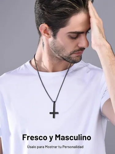 Vista 3 de PROSTEEL Inverted Cross/Leviathan Cross Pendant Necklace for Men Women Negro