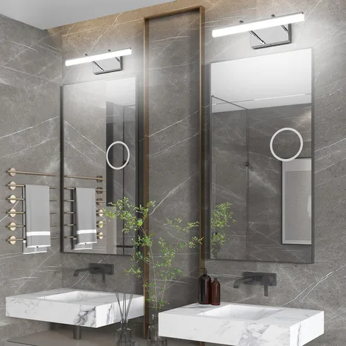 Vista 5 de Aipsun Luces LED de tocador de 15.7 pulgadas ajustables para baño, lámpara de pared para baño, accesorio de iluminación sobre espejo cromado moderno