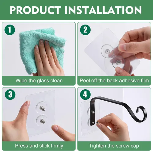 Vista 6 de 3 ganchos para colgar comederos para pájaros de ventana, ganchos de alimentación de pájaros de alta carga Window Mounted Bird Feeder Bracket