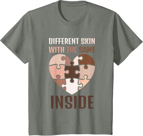 Vista 65 de Camiseta con texto en inglés "Black History Month Different Skin With The Same Love Inside