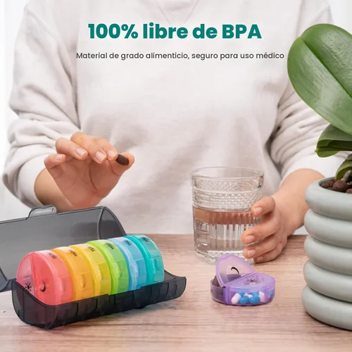 Vista 9 de Sukuos - Organizador semanal de pastillas grande, dos veces al día; pastillero diario de 7 días fácil de abrir con doble protección, estuche