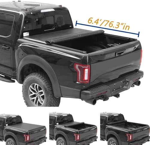 Vista 11 de Lyon Cover 5'7" 67.4pulg. Cubierta suave plegable en cuatro partes para cama de camioneta, compatible con Dodge Ram 1500 2009-2026