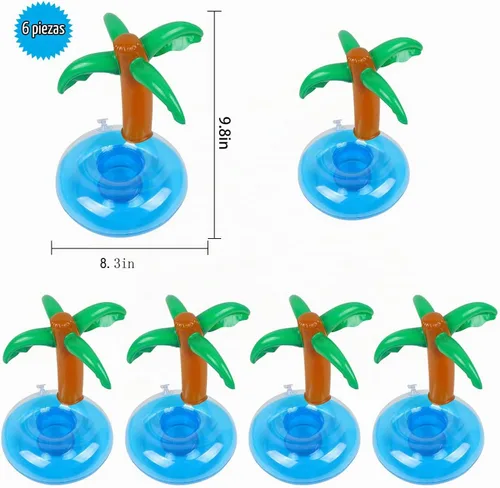 Vista 2 de LIYDE Paquete de 6 flotadores inflables de palmeras para accesorios de fiesta en la piscina