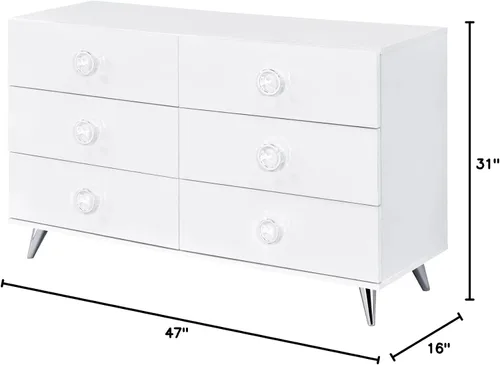 Vista 2 de Acme Cómoda de madera Perse con 6 cajones en color blanco