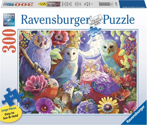 Vista 2 de Ravensburger Night Owl Hoot - Rompecabezas de 300 piezas de formato más grande Imágenes vibrantes y sin reflejos Ajuste perfecto entrelazado