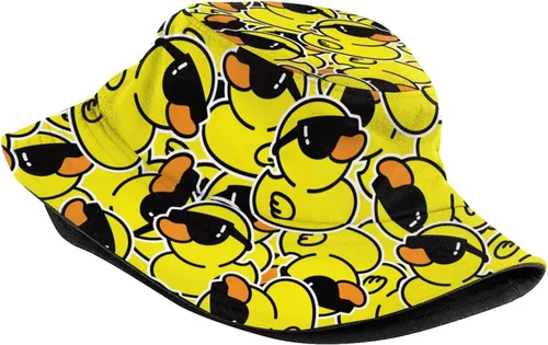 Vista 2 de Sombrero de pescador plegable para el sol y la playa, para mujeres y hombres, senderismo al aire libre, Diversión de dibujos animados de pato fresco