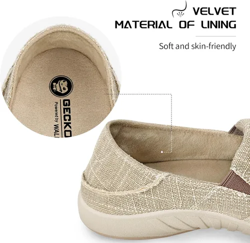 Vista 7 de Zapatos sin cordones para hombre, mocasines de lona con soporte de arco, zapatos ortopédicos casuales para fascitis plantar, zapatos para caminar