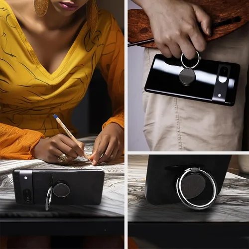 Vista 5 de Carveit Soporte de anillo para teléfono celular con diseño de madera maciza, soporte de metal compatible con iPhone 16 Pro Max 13 14 Galaxy S24