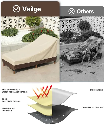 Vista 5 de Vailge Funda impermeable para tumbona de patio, 600D resistente al aire libre, fundas para muebles de patio, resistentes a los rayos UV, paquete