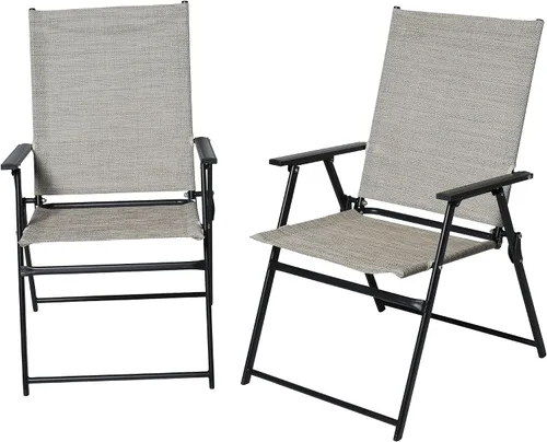 Vista 13 de Anmutig 2 sillas plegables rojas para patio al aire libre con respaldo alto, reposabrazos ligeros