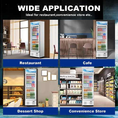 Vista 6 de 11 Cu.ft White Commercial Display Refrigerator Cooler,Glass Door Beverage Refrigerators with LED Light and 5 Shelves