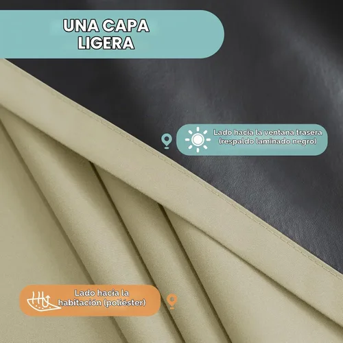 Vista 3 de BONZER 100% Blackout Curtains 4 Panels, Full Light Blocking Window Drapes Vainilla
