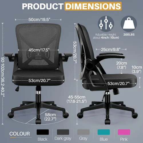 Vista 3 de FelixKing Silla de Oficina - Silla de Escritorio Ergonómica de Malla Transpirable con Ruedas y Soporte Lumbar, Sillas de Oficina para el Hogar