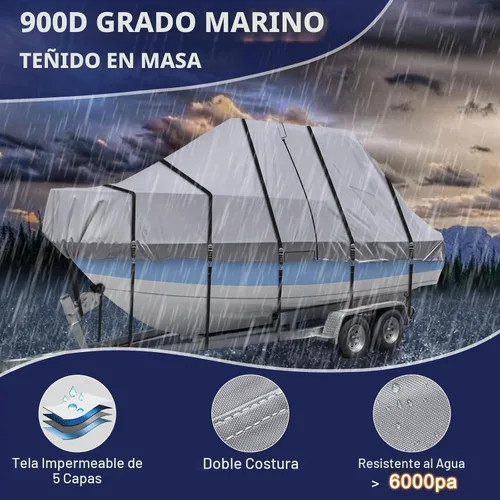 Vista 6 de Cubierta para Barco con Techo en T 900D - Cubierta para Barco de Consola Central de Servicio Pesado Resistente al Agua y Remolcable que se Ajusta a