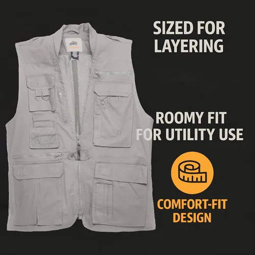 Vista 18 de Humvee - Chaleco utilitario con 21 bolsillos, para viajes, safari, caza, camping, 100% algodón, chaqueta táctica para hombres y mujeres