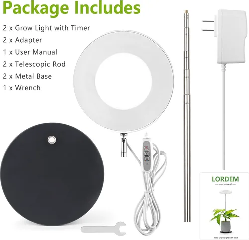 Vista 7 de LORDEM Luz de crecimiento, luz LED para plantas de interior, lámpara de crecimiento de escritorio de espectro completo con temporizador automático