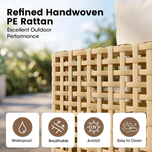Vista 7 de Devoko Juego de muebles de patio, sofá modular de mimbre para exteriores de Beige