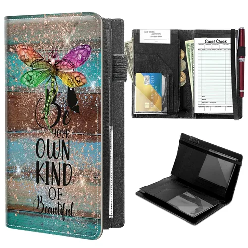 Vista 23 de Libros para Servidores de Alto Volumen, Libro de Servidor de Árbol de Color Artístico con 2 Bolsillos Expandibles de 9 x 5 pulgadas, Lindo Libro