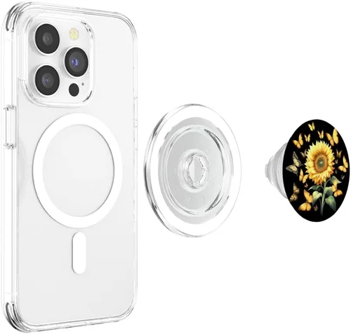 Vista 4 de Lindo amarillo mariposa girasol monarca mariposa naturaleza PopSockets MagSafe PopGrip para iPhone