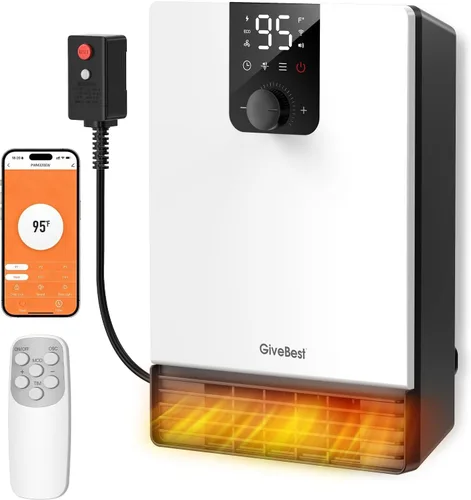 Vista 8 de GiveBest Calentador de pared inteligente, calentador de espacio eléctrico Negro