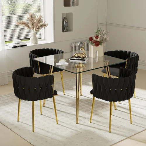 Vista 29 de Juego de mesa de comedor de cristal plateado para 2, juego de mesa cuadrada de lujo moderno de 36 pulgadas, juego de mesa de cocina minimalista de 3