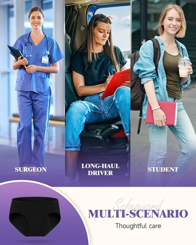 Vista 8 de TANSTC Ropa interior de época para mujer, de flujo pesado, de alta absorción, posparto, a prueba de fugas, de algodón, hipster, paquete de 3