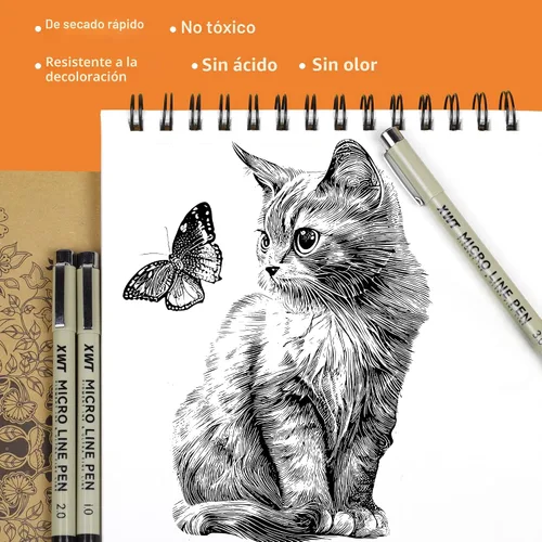 Vista 4 de 12+1 Bolígrafos de Línea Fina para Dibujo Artístico, Juego de Tinta Pigmento Negra Impermeable para Artistas, Bocetos, Manga, Acuarela, Caligrafía