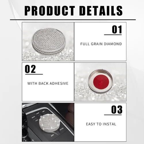 Vista 6 de Bling Media - Cubierta de botón iDrive, accesorios de automóvil, calcomanías de metal para decoración interior de automóvil, piezas para BMW 330 i