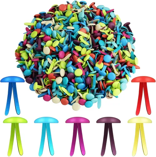 Vista 13 de Hotop 500 piezas de chinches de latón para manualidades de papel, sujetadores redondos de metal para arte, manualidades, proyectos escolares, Negro