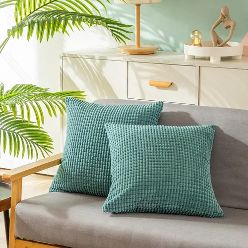 Vista 15 de CaliTime Fundas de Almohada Decorativas Paquete de 2 Cómodas de Pana Acanalada a Rayas Waffle Fundas de Cojines Decorativos para Sofá Cama