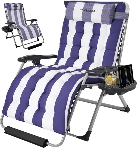 Vista 10 de HOMSHADE Silla de gravedad cero de gran tamaño XXL de 33 pulgadas, soporta Gris