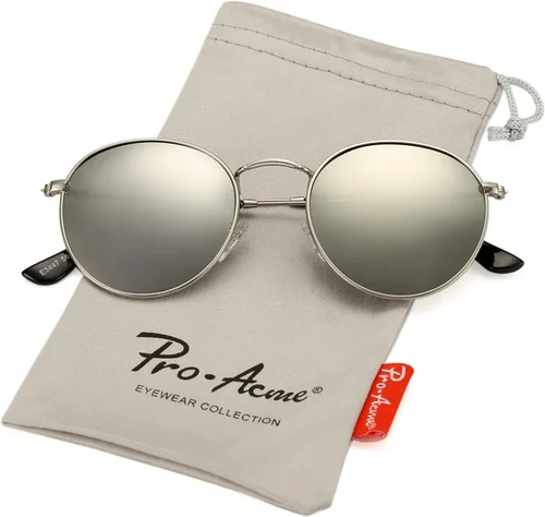 Vista 5 de Pro Acme Gafas de sol polarizadas de metal redondas pequeñas para mujer, estilo retro